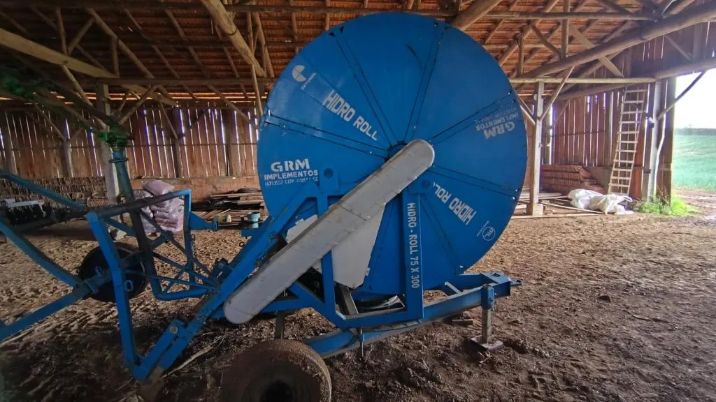 CARRETEL DE IRRIGAÇÃO SETORIAL 300 METROS 75MM MANGUEIRA CANHÃO DE TURBINA