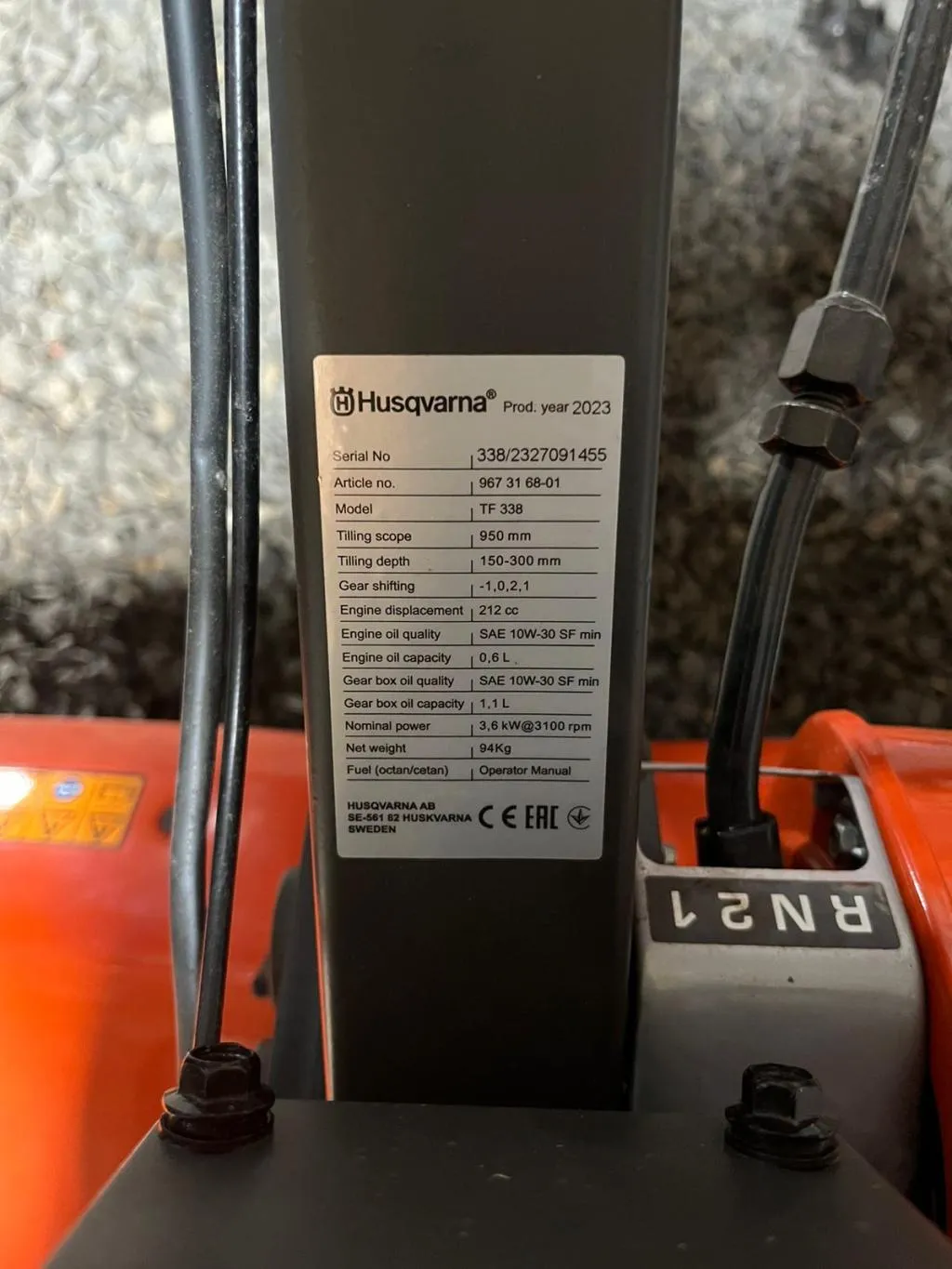 Tratorito Motocultivador Husqvarna TF338 ano 2023